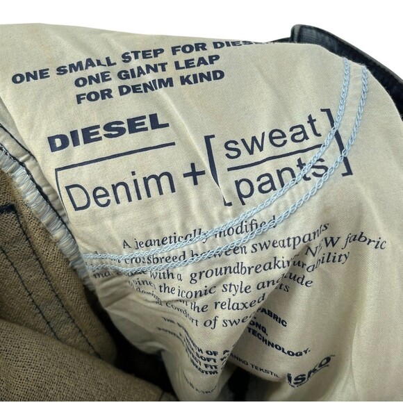 Diesel Jeans Women's Size 28 Blue Thavar Denim + Sweat Pants Cotton Blend - Picture 7 of 9